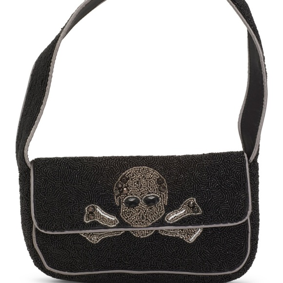 ☠️🖤MADE IN INDIA VIRAL Skull Beaded Shoulder Bag🖤☠️NWT - Picture 3 of 15